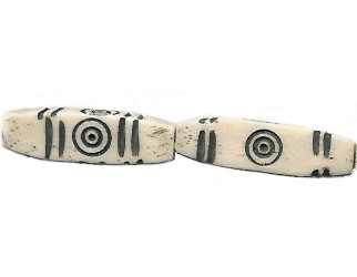 1" 4-Sided Etched Bone TUBE Beads