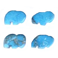 8x10mm Turquoise Dyed Howlite Zuni Style BUFFALO Animal Fetish Beads
