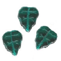 10x11mm CZECH Pressed Glass LEAF Beads: Transparent Dark Emerald Green