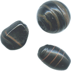 10mm to 12mm Black & Brown Swirl *Vintage* India  Lampwork Bead Mix