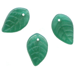 7x12mm Translucent Dark Green Satin Pressed Glass LEAF Beads