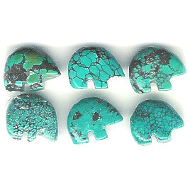 10x12mm Stabilized Chinese Turquoise ZUNI BEAR Animal Fetish Beads