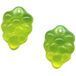 12x15mm Transparent Chartreuse Green Pressed Glass GRAPES Charm Beads