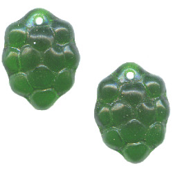 10x14mm Transparent Dark Emeral Green Pressed Glass GRAPES Charm Beads