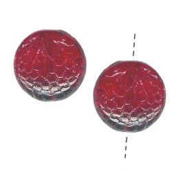 18mm Translucent Red Pressed Glass Raspberry DISC Beads