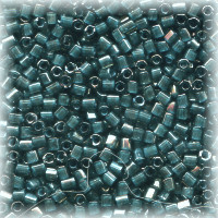 15/o HEX BEADS: Trans. Dk. Teal Lined, Luster