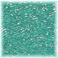 15/o HEX BEADS: Trans. Aqua Lined Luster