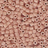 15/o HEX BEADS: Dk. Peachy Pink Painted