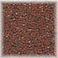 15/o HEX BEADS: Rusty Brown Painted