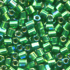 15/o HEX BEADS: Trans. Dk. Emerald S/L Irid.