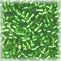 15/o HEX BEADS: Trans. Green S/L