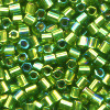 15/o HEX BEADS: Trans. Green S/L Irid.