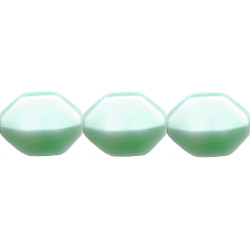 12x15mm Opaque Milky Seafoam *Vintage* Czech Pressed Glass HEXAGON OVAL Beads