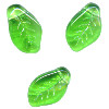 10x15mm Transparent Green Czech Pressed Glass LEAF Beads