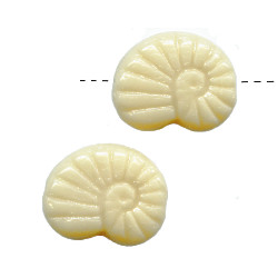 13x17mm Opaque Cream Czech Pressed Glass Snail / Nautilus SHELL Beads