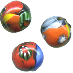 16-18mm Millefiori Lampwork Pinched ROUND Beads