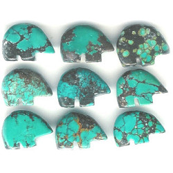 12x18mm Stabilized Chinese Turquoise ZUNI BEAR Animal Fetish Beads