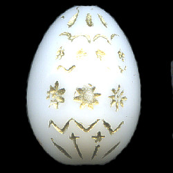 14x19mm Opaque White w/ Gold Wash Pressed Glass EASTER EGG / DROP Bead