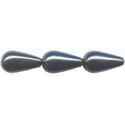 10x20mm Opaque Black Luster (Gunmetal) Pressed Glass DROP Beads