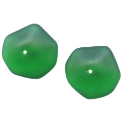 9x20mm Transparent Dark Green Matte *Vintage* Czech Pressed Glass WAVEY DISC Beads