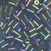 1/16" x 2/16" (3mm) MACCO/BUGLE BEADS: Dark Blue Irid.