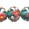 12mm *Emerald Flowers* Lampwork Glass ROUND Beads - Erin Eberhard