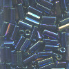 1/16" x 3/16" (4mm) BUGLE BEADS: Dark Blue Irid.