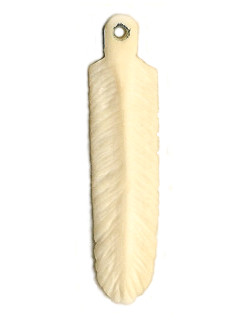 3" Double-Sided Carved Bone FEATHER Pendant/Focal Bead