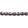 4mm Black w/Red Metallic Vitrail Czech Fire Polished Faceted ROUND Beads