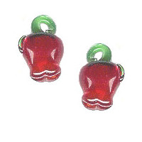 10x15mm Lampwork Glass Red APPLE Charm Beads