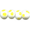 6-8mm Lampwork Glass White & Yellow Dot RONDELL / SPACER Beads