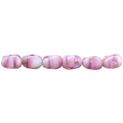 4x6mm Pink Peppermint Swirl Pressed Glass PINCHED RECTANGLE Beads