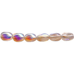 4x6mm Transparent Pink A/B Vitrail Pressed Glass TWISTED OVAL / RICE Beads