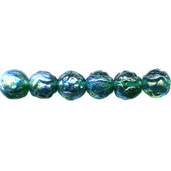 6mm Transparent Emerald Green A/B Vitrail Pressed Glass ROSEBUD ROUND Beads