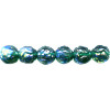 6mm Transparent Emerald Green A/B Vitrail Pressed Glass ROSEBUD ROUND Beads
