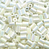 1/16" x 1/8" (3mm) BUGLE BEADS: Pearl White Irid.