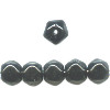 8mm Opaque Black Pressed Glass BEVELED ROUND Beads