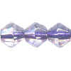 8x8mm Transparent Purple Lined Pressed Glass FACETED BICONE Beads