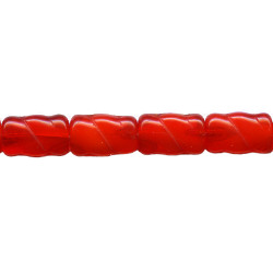 8x13mm Red Givre Pressed Glass Twisted Flat RECTANGLE Beads