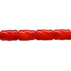 8x13mm Red Givre Pressed Glass Twisted Flat RECTANGLE Beads