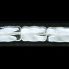 8x13mm Crystal & White Givre Pressed Glass Twisted Flat RECTANGLE Beads