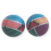 8mm Inlaid Block Gemstone & Sterling Silver ROUND Bead - *Salmon Pink Steps*