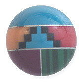 12mm Inlaid Block Gemstone & Sterling Silver ROUND Bead - *Dark Red Steps*