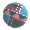 12mm Inlaid Block Gemstone & Sterling Silver ROUND Bead - *Dark Red Vertical*