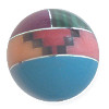 12mm Inlaid Block Gemstone & Sterling Silver ROUND Bead - *Salmon Pink Steps*