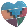 15mm Inlaid Block Gemstone & Sterling Silver PUFFY HEART Bead - *Blue Steps*