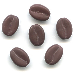 7x9mm Opaque Dark Brown Matte Pressed Glass COFFEE BEAN  Beads