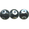 9mm Black & White Fancy Eye Lampwork ROUND Beads