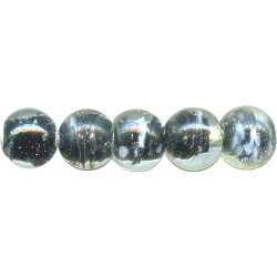 9mm Crystal & Black Givre Lampwork ROUND Beads