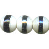 9mm Opaque White & Black A/B Stripe Lampwork ROUND Beads